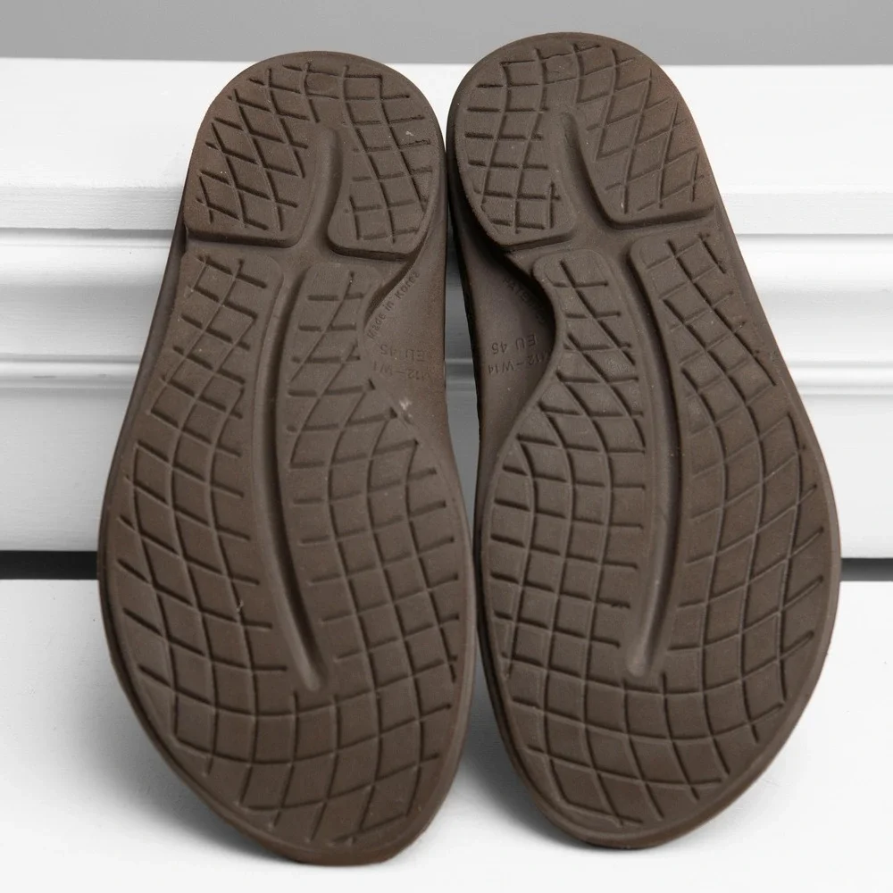 Oofos OOahh Slide Recovery Sandals Mocha Brown Mens 12 Orthopedic Athleisure